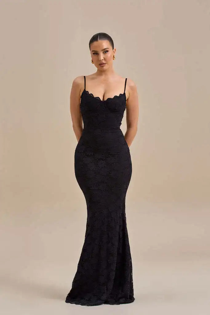 Spaghetti Strap Backless Sexy Maxi Dress For Women Gown Elegant Sleeveless Evening Club Party Bodycon Dress Clubwear