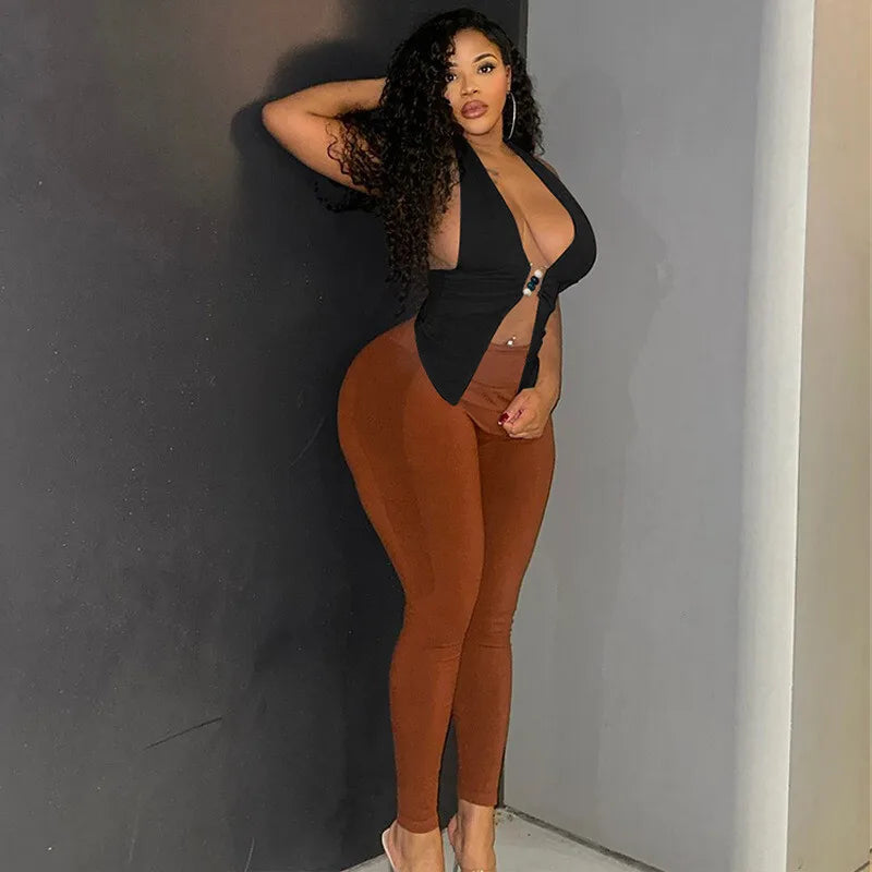 Halter V Neck Sexy Crop Tops Women Fashion Sleeveless Backless Ruched Tank Tops Female Solid Fashion Club Tops Elegant