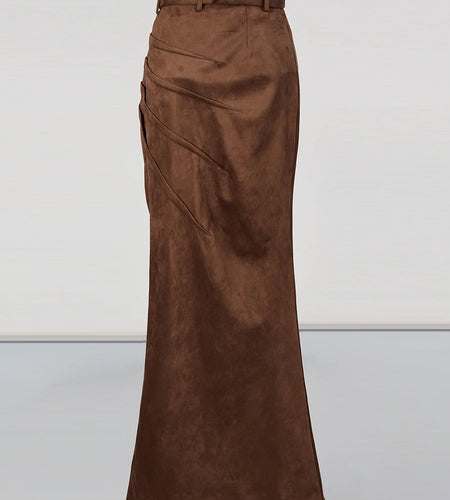 Solid Slimming Spliced Folds Fashion Skirts for Women High Waist Split Patchwork Belt Temperament Skirt Female New