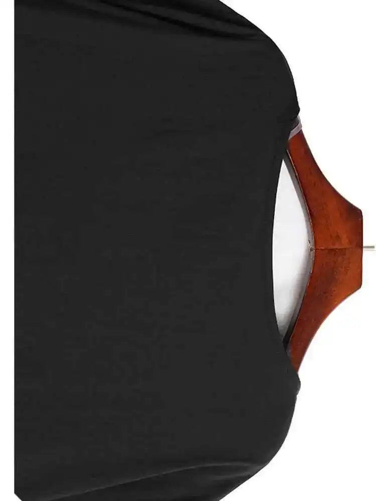 Women Black Pattern Printed Big Size Irregular T-shirt New Round Neck Short Sleeve Fashion Tide Spring Summer 2025 1DH6612