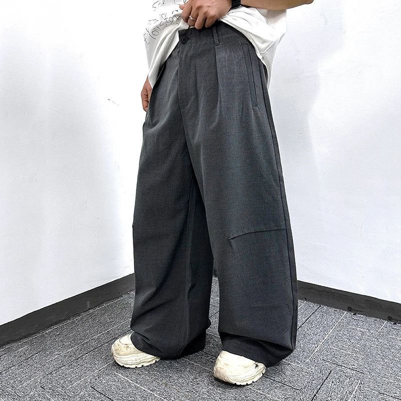Men's Suit Pants Spring New American Style Casual Trousers Straight Loose Solid Color Trendy Wide Leg Menwear 9W1747