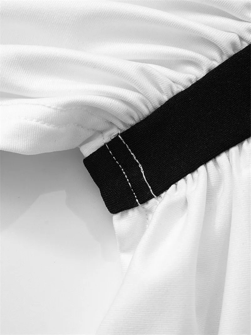 Patchwork Halter Backless Sexy Midi Dress Women Gown Elegant Fashion Contrast Color Sleeveless Pleated Long Dress