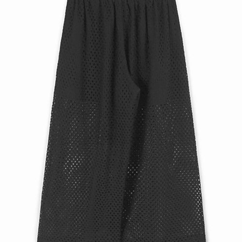 Load image into Gallery viewer, High Elastic Waist Black Grid Hollow Out Long Wide Leg Pants New Trousers Women Fashion Tide Spring Autumn 2025 1DJ1196
