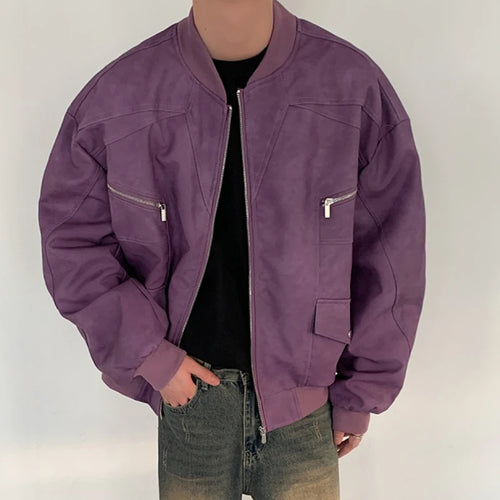 Load image into Gallery viewer, American Style Men&#39;s Jackets Casual PU Leather Zipper Patchwork Solid Color Loose Male Tops New Winter 2024 Fashion 9C6885
