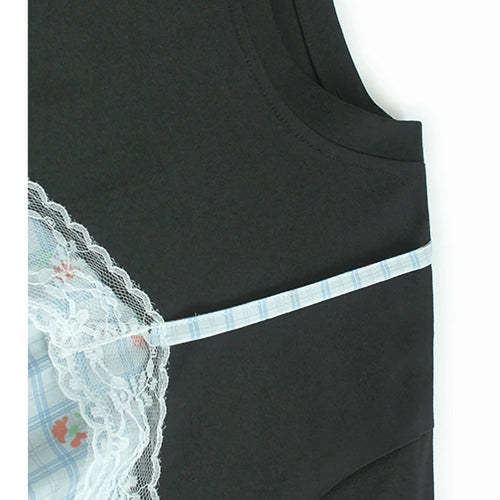 Load image into Gallery viewer, Women Black Lace False Two Big Size Elegant T-shirt New Round Neck Short Sleeve Fashion Tide Spring Summer 2025  1DJ0590
