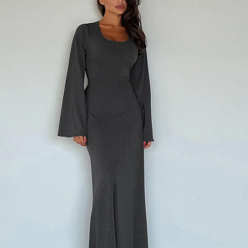 Load image into Gallery viewer, Autumn/Winter New Women Sweater Square Neck Flare Sleeve Lace up Waist Slim Dress Bodycon Party Club Street Clothing
