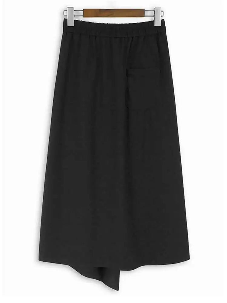 High Elastic Waist Black Irregular Tassels Elegant Half-body Skirt Women Fashion Tide New Spring Autumn 2025 1DH4883