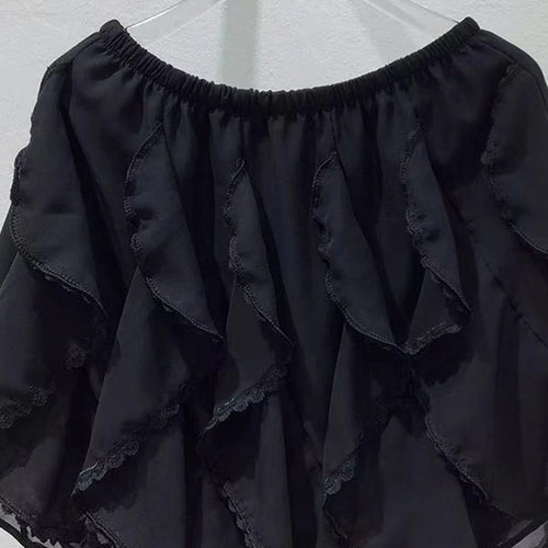 Load image into Gallery viewer, Solid Spliced Ruffles Loose Mini Skirt For Women High Waist Temperament Elegant Skirts Female Fashion Style Clothes
