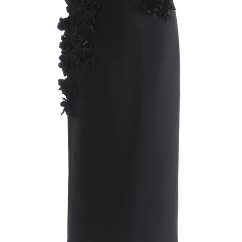 Load image into Gallery viewer, High Waist Red Three-dimensional Flower Elegant Midi Half-body Skirt Women Fashion Tide New Spring Autumn 2025 1DJ0914
