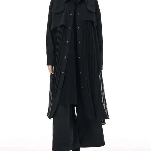 Load image into Gallery viewer, Women Army Green Pleated Spliced Big Size Midi Shirt Dress New Lapel Long Sleeve Fashion Tide Spring Autumn 2025 1DH6927
