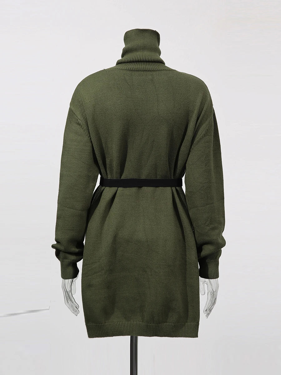 Solid Loose Minimalist Knit Sweaters for Women High Neck Long Sleeves Temperament Sweater Female Fashion Clothes New