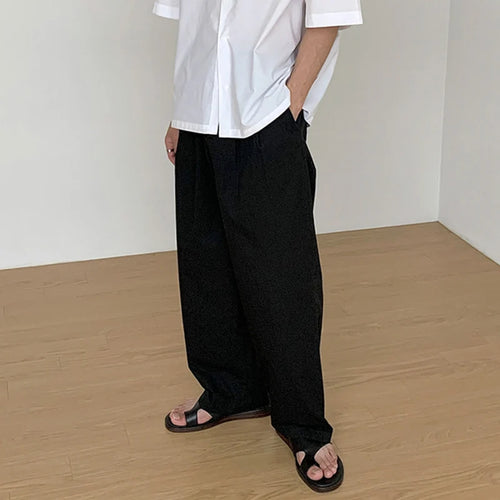 Load image into Gallery viewer, Casual Pants Men Pleated Solid Color Trend Loose Straight Trousers Korean Style Droop Wide Leg Sports Bottom Simple 9C8996
