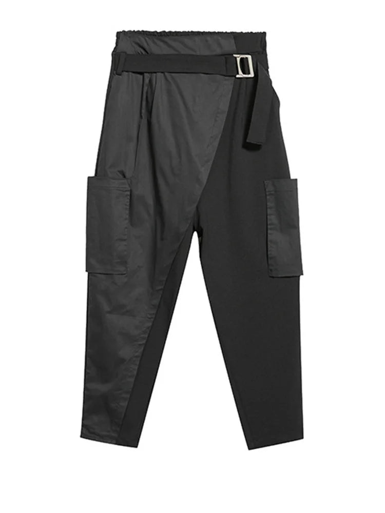 High Elastic Waist Black Irregular Split Harem Trousers New Loose Fit Pants Women Fashion Tide Spring Summer 2025 1Y487