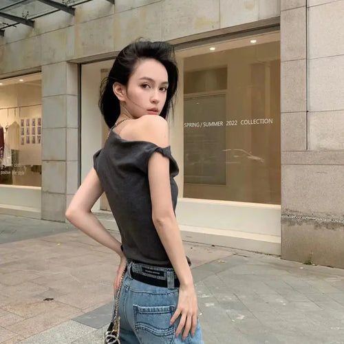 Load image into Gallery viewer, Y2k Fairy Sexy T-shirt Women Off Shoulder Design Crop Top Tee Shirts Femme Korean Fashion Ladies Tops Cute T-shirts Streetwear
