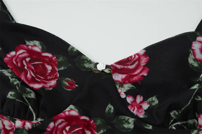 Mesh Print Sexy Mini Dress Women Summer New Spaghetti Strap Sleeveless Backless High Waist Beach Ruched Club Dress