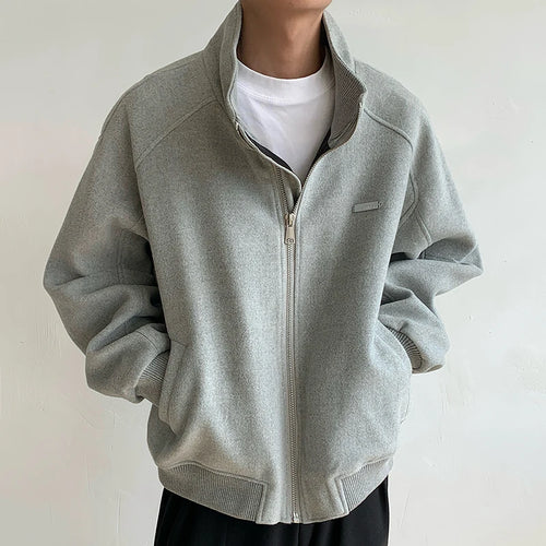Load image into Gallery viewer, Korean Style Men&#39;s Jackets Loose Thickened Stand Collar Woolen Tops Cotton Solid Color Casual Male Coats Winter Chic 9C8929

