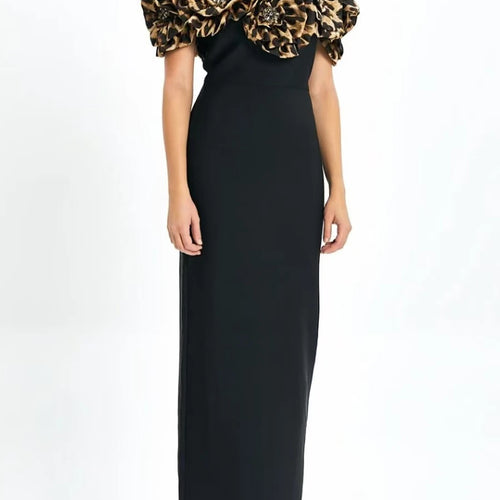 Load image into Gallery viewer, Hit Color Spliced Appliques Slimming Dresses For Womne Slash Neck Sleeveless High Waist Temperament Dress Female
