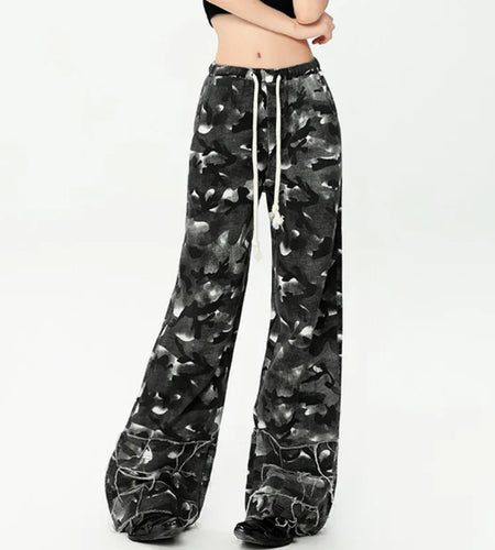 Men's Casual Pants Washed Stylish Micro Flared Elastic Waist Trendy Straight Leg New American Style Male Trousers 9W1960