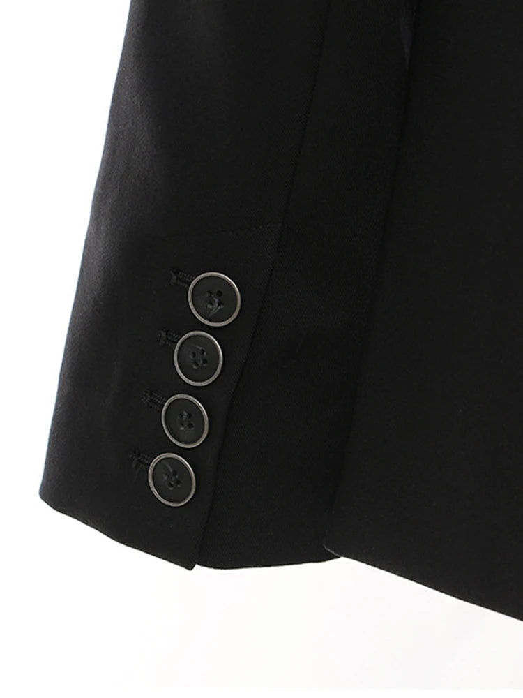 Women Black Irregular Pu Leather Blazer New Lapel Long Sleeve Loose Fit Jacket Fashion Tide Spring Autumn 2025 17A7466