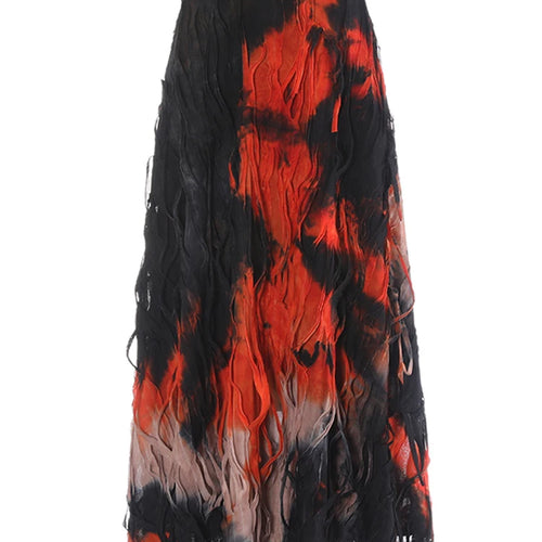 Load image into Gallery viewer, High Elastic Waist Orange Tie Dye Irregular A-line Half-body Skirt Women Fashion Tide New Spring Autumn 2025 1DH5392
