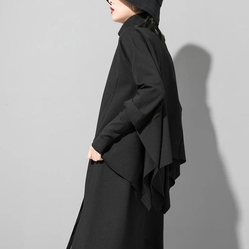 Load image into Gallery viewer, Loose Fit Black Asymmetrical Big Size Sweatshirt New Turtleneck Long Sleeve Women Big Size Fashion Tide Spring 2025 OA869
