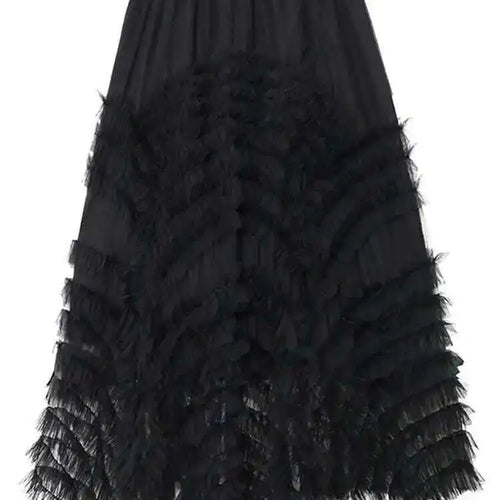 Load image into Gallery viewer, High Elastic Waist Black Layers Mesh Shaped Elegant Half-body Skirt Women Fashion Tide New Spring Autumn 2025 1DH4808
