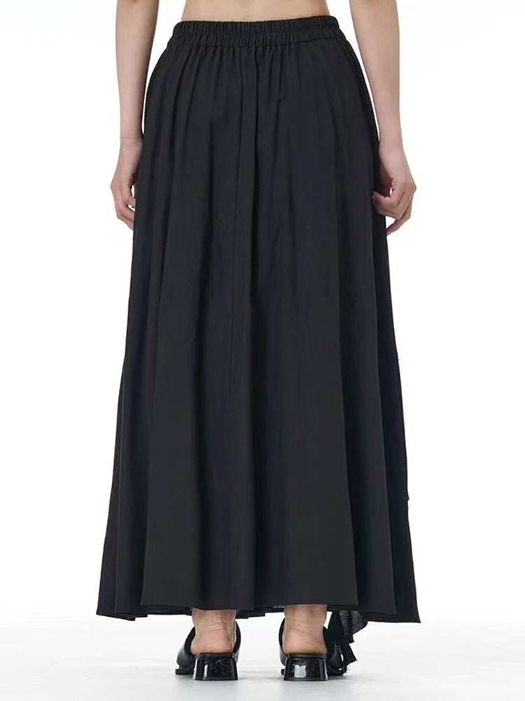 High Elastic Waist Apricot Color-block Burr Irregular Half-body Skirt Women Fashion Tide New Spring Autumn 2025 1DJ0388