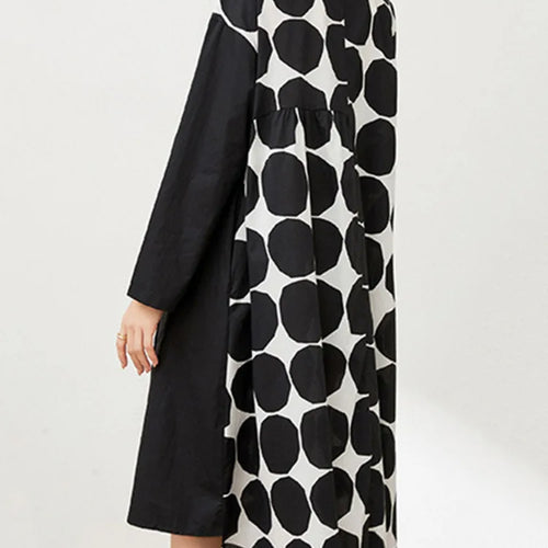 Load image into Gallery viewer, Women Black Dot Printed Big Size Knee-length Shirt Dress New Lapel Long Sleeve Fashion Tide Spring Autumn 2025 1DJ1505
