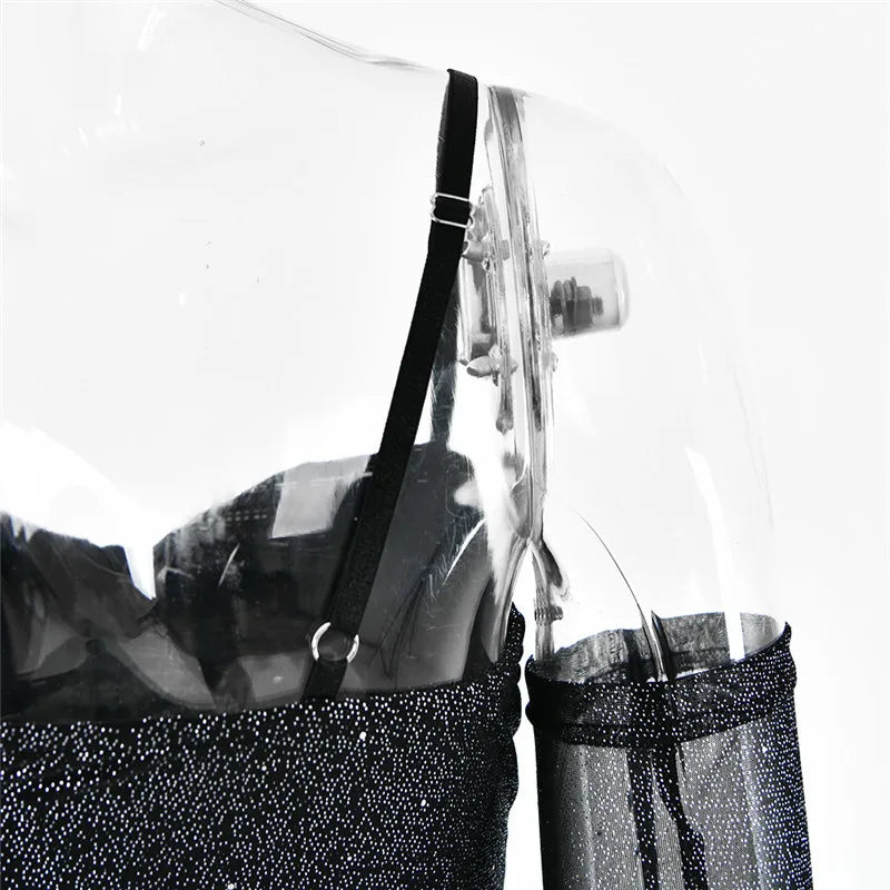 Elegant Strapless Ruffle Sexy Mini Dress For Women Fashion Off-shoulder Backless Sequins Sparkle Club Party Dress