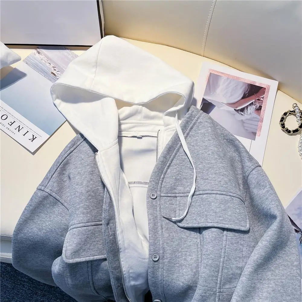 Casual Jacket Hoodies Sweatshirt Women Vintage Streetwear Baseball Oversized Harajuku Hoodies Y2k Loose Tracksuit