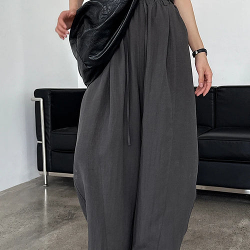 Load image into Gallery viewer, High Elastic Waist Yellow Drawstring Thin Wide Leg Pants New Trousers Women Fashion Tide Spring Autumn 2025 1DJ1547
