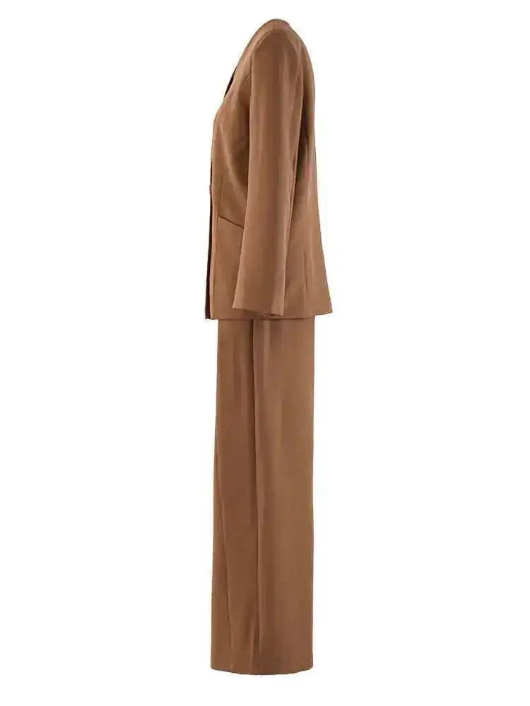 Big Size Blazer Pleated Wide Leg Pants Two Piece Suit New V-Neck Long Sleeve Women Fashion Tide Spring Autumn 2025 CPDB248