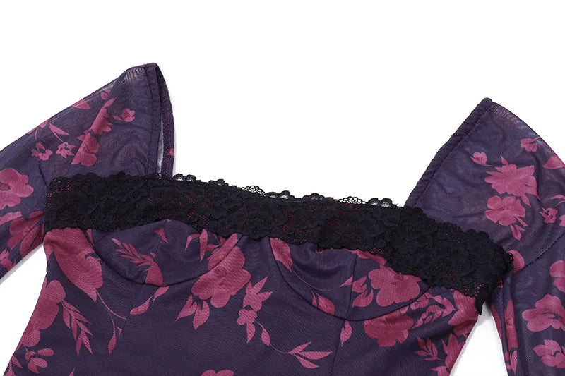 Elegant Backless Print Maxi Dress For Women Autumn Winter New Square Collar Long Sleeve Bodycon Club Party Sexy Dress