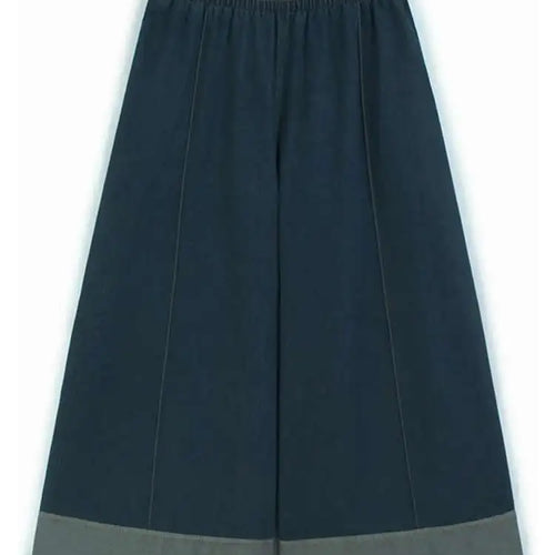 Load image into Gallery viewer, High Waist Dark Blue Denim Color-block Burr Wide Leg Jeans New Women Trousers Fashion Tide Spring Autumn 2025 1DH9651
