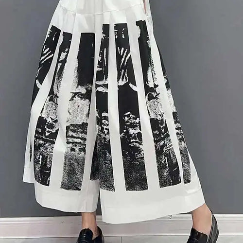 Load image into Gallery viewer, High Elastic Waist Black Printed Pleated Long Wide Leg Pants New Trousers Women Fashion Tide Spring Autumn 2025 1DF6290
