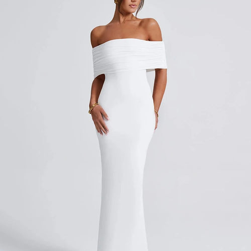 Load image into Gallery viewer, Elegant One Shoulder Backless Elastic Tight Evening Dress Women's Sexy Sleeveless Slim Max Female Vestidos Partywear
