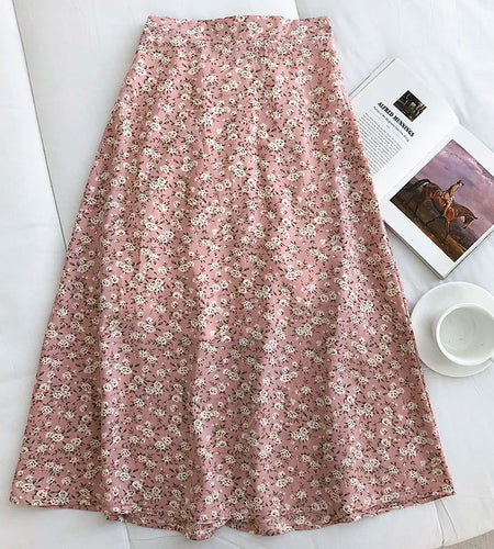 Woman Skirt 2024 Summer New Korean Ins Fashion Temperament Gentle Vintage Floral Slim Versatile High Waist Female Skirt