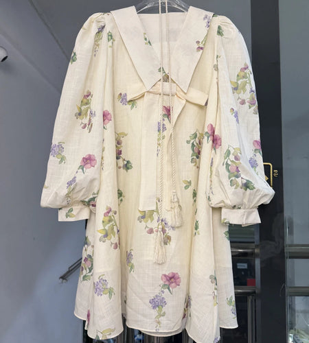 Hit Color Loose Spliced Lace Up Dresses For Women Lapel Long Sleeve High Waist Temperament Dress Female Fashion New