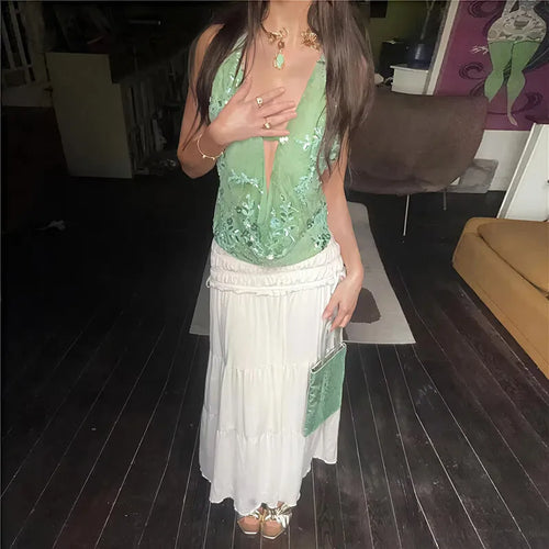 Load image into Gallery viewer, Glitter Deep V Neck Sexy Tank Tops Women Vest Pullovers Summer New Sparkle Backless Cropped Tops Elegant Beach Tops
