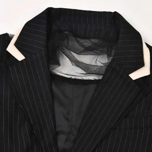 Load image into Gallery viewer, Women Black Striped Topstitched Big Size Blazer New Lapel Long Sleeve Loose Fit Jacket Fashion Spring Autumn 2025 17A6435
