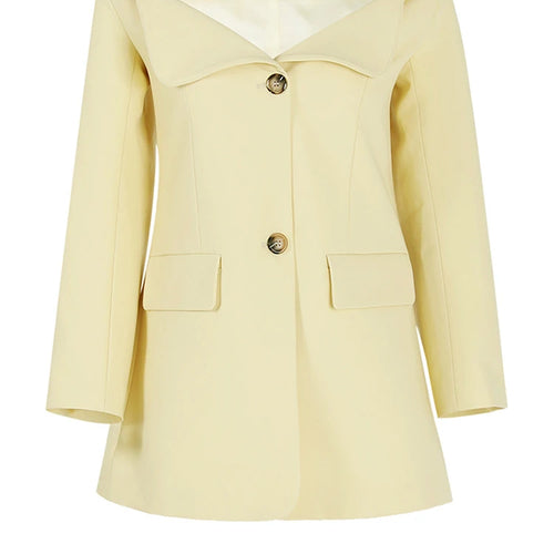 Load image into Gallery viewer, Women Yellow Single Breasted Elegant Blazer New Slash Neck Long Sleeve Jacket Fashion Tide Spring Autumn 2025 CPDB021
