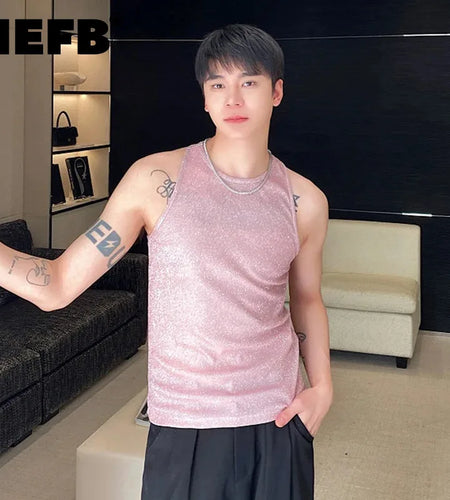 Summer Vest Personalized Trend Round Neck Tank Top Sleeveless Casual Solid Color Tight Fitting Pullover 9C5404