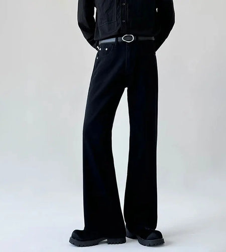 Men's Jeans New American High Street Cleanfit Solid Color Casual Trendy Denim Pants Straight Leg Flared Trousers 9W1429