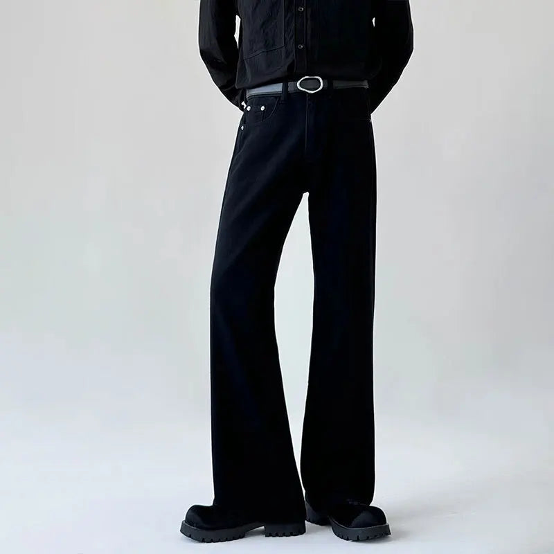 Men's Jeans New American High Street Cleanfit Solid Color Casual Trendy Denim Pants Straight Leg Flared Trousers 9W1429