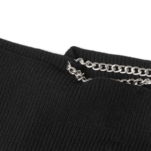 Load image into Gallery viewer, Patchwork Chain Minimalist Loose Knitting Sweaters For Women Irregular Collar Long Sleeve Solid Temperament Sweater Female
