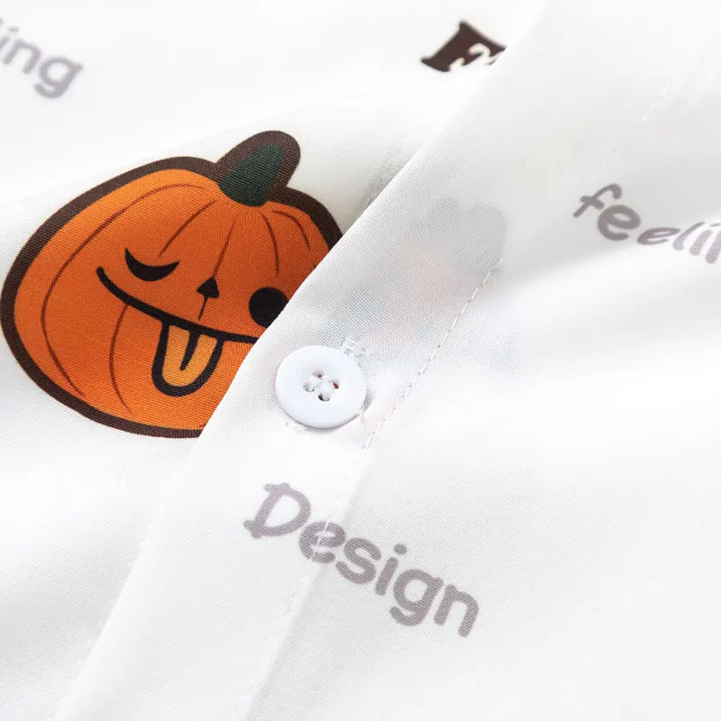 Hawaiian Shirts Funny Cartoon Pumpkin Graphic Printed Summer Beach Blouse Harajuku Hip Hop Casual Baggy Button Short Sleeve Tops