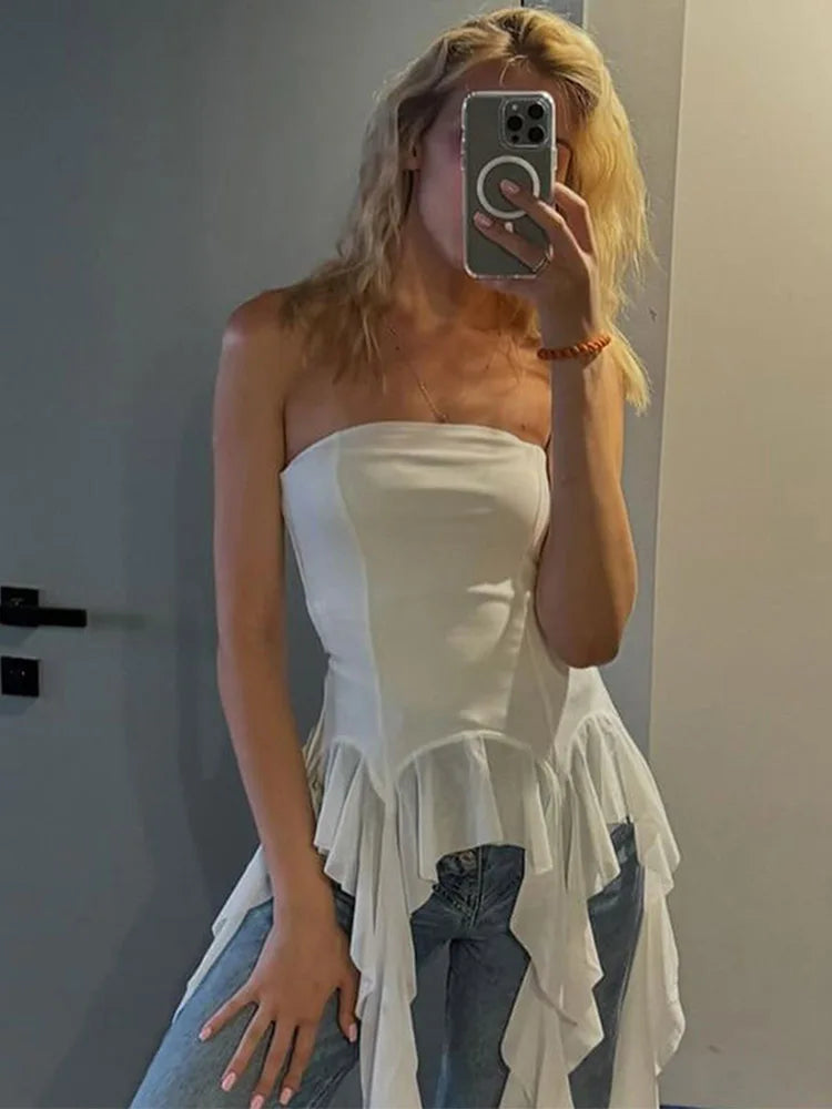 Summer Sexy Off-Shoulder Lace Women Crop Top 2025 Casual Strapless Halter Streetwear Fashion Club Party Lady Tank Top