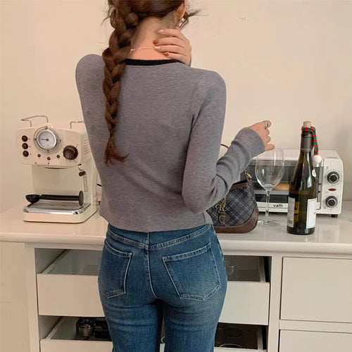 Load image into Gallery viewer, y2k Crop Top Women Fairycore Clothing Round Neck Long Sleeve T Shirt with Bow Decor 2000s Aesthetic Clothes Streetwear
