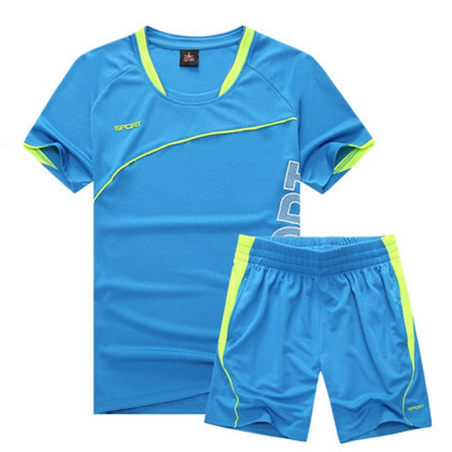 Men Running Suit Short Sleeve+Shorts Basketball Training Tracksuit Quick Dry Loose T-shirt Sports Gym Fitness Clothing