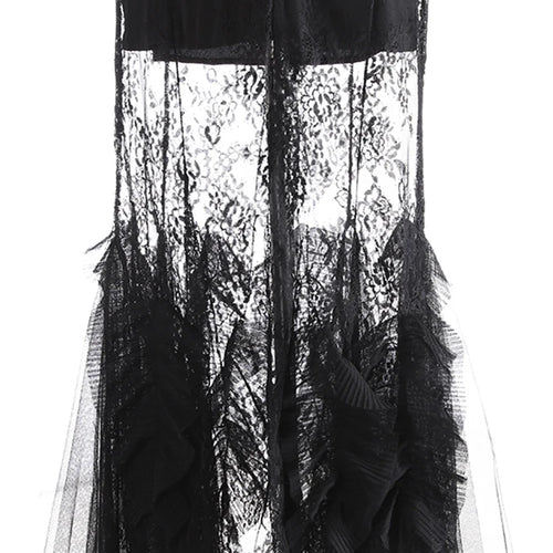 Load image into Gallery viewer, High Waist Black Lace Perspective Embroidery Mermaid Half-body Skirt Women Fashion Tide New Spring Autumn 2025 1DJ0986
